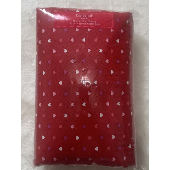 Unbranded 100% PEVA Rectangle Tablecloth 60" x 102" Red Multicolored Hearts Love - Picture 1 of 2